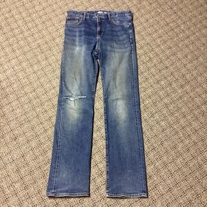 Old Navy Straight Leg Adjustable Waist Distressed Denim Blue Jeans * Boys 18